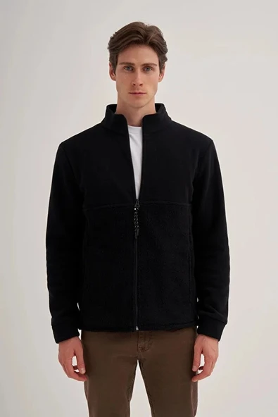 CAZ 5127 DİK YK. POLAR SWEAT HIRKA SİYAH - Resim 3