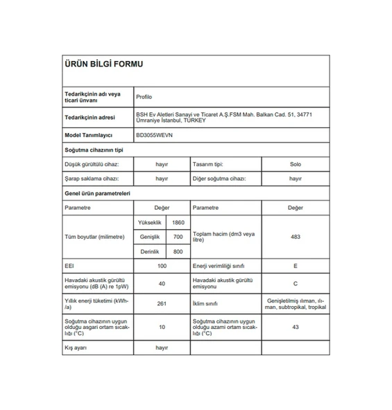 Profilo BD3055WEVN 483 LT No-Frost Buzdolabı - Resim 8