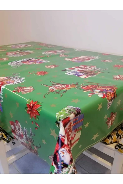 YENİ YIL DESENLİ ELYAFLI PVC MUŞAMBA - SİLİNEBİLİR MASA ÖRTÜSÜ - Resim 3