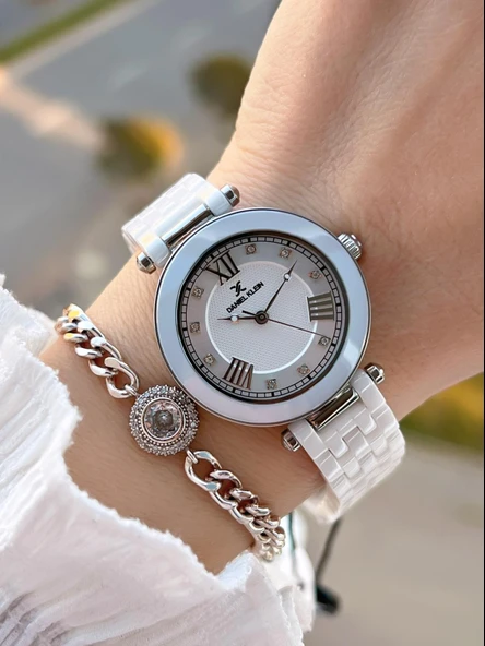 Daniel Klein Seramik Kordon Taşlı Kadran 2 Yıl Garantili 3 Atm Kadın Kol Saati+Bileklik Hediyeli SM1 ürün görseli