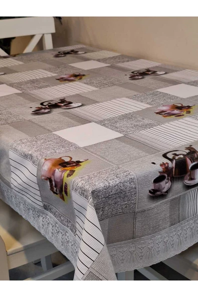 Kaydırmaz Tabanlı Pvc Muşamba - Desenli Silinebilir 120 X 150 Hazır Masa Örtüsü ürün görseli