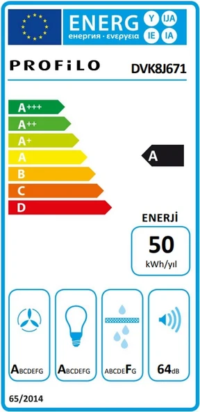 Profilo DVK8J671 Cam Yüzey Duvar Tipi Davlumbaz Gri - Resim 5