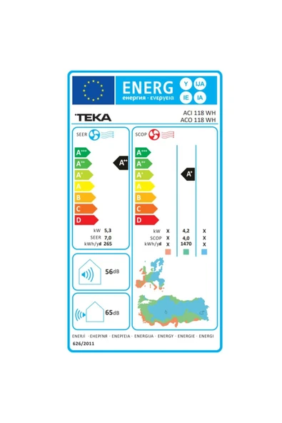 Teka ACI 118 WH / ACO 118 WH 18.000 BTU/h soğutma 19.000 BTU/h ısıtma Inverter Duvar Tipi Klima - Resim 5