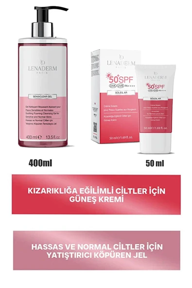 Lenaderm Sensiclear Gel 400 ml+Lenaderm Soleil Ar Güneş Kremi 50 ml ürün görseli 1