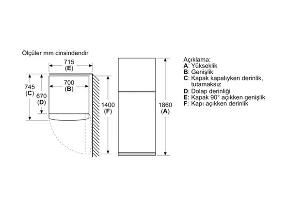Profilo BD2055LENN 453 L No-Frost Üstten Donduruculu Buzdolabı - Resim 6