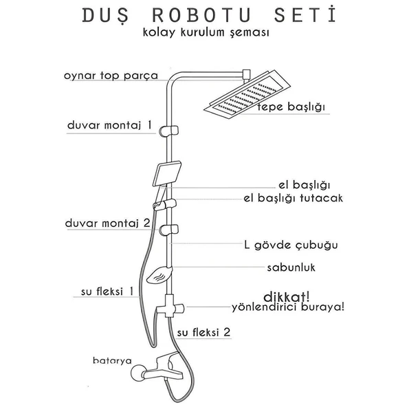 Klasik Kare Robot Duş Seti Tam Takım Parlak Krom Standart Yağmurlama Başlık Sabunluklu Duşu Sistemi - Resim 2