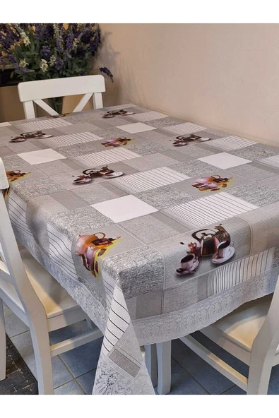 Kaydırmaz Tabanlı Pvc Muşamba - Desenli Silinebilir 120 X 150 Hazır Masa Örtüsü - Resim 3