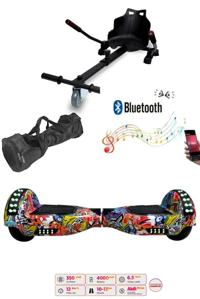 Elektrikli Kaykay Scooter Akıllı Denge Hoverboard + HoverKart + Çanta FULL LEDLİ EXTREM PAKET D11 ürün görseli
