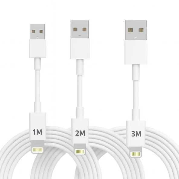 ScHitec 3 Paket 3A 60W UsbA to Lightning Hızlı Data ve Şarj Kablosu 1 Metre/ 2 Metre/ 3 Metre Beyaz ürün görseli