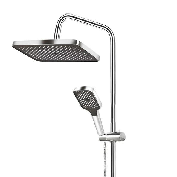 Regnum Duş Seti Tam Takım Beyaz Krom Lüks Yağmurlama Fonksiyonlu Başlıklı Sistemi Tek Fonksiyon - Resim 5