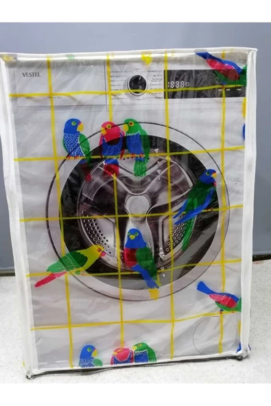 Papağanlı Fermuarlı Çamaşır ve Kurutma Makinesi Örtüsü ürün görseli