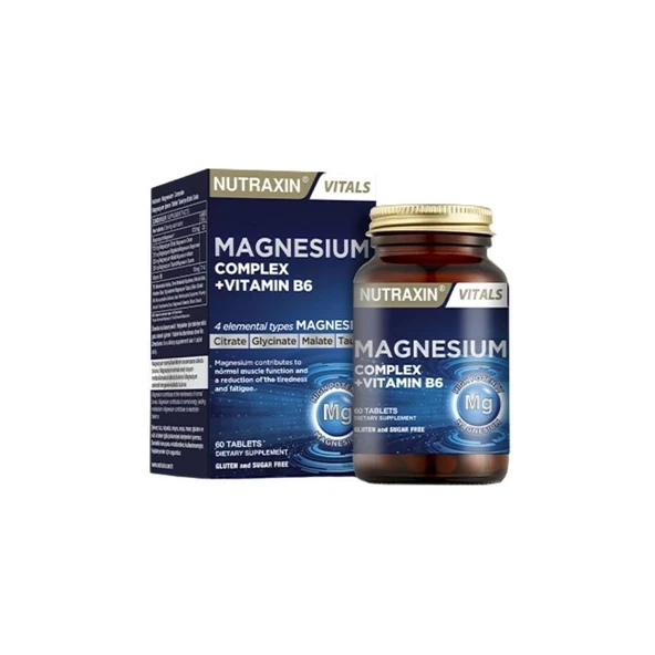 Vitals Magnesium Complex + Vitamin B6 Magnezyum İçeren Takviye Edici Gıda 60 Tablet ürün görseli