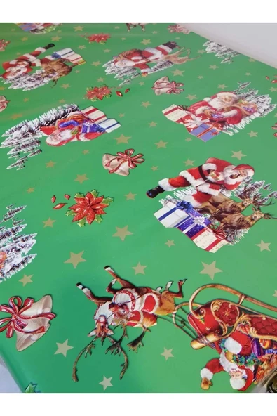 YENİ YIL DESENLİ ELYAFLI PVC MUŞAMBA - SİLİNEBİLİR MASA ÖRTÜSÜ - Resim 5
