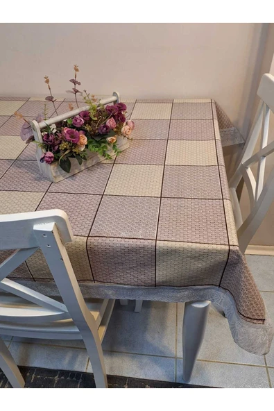 Kaydırmaz Tabanlı Pvc Muşamba - Desenli Silinebilir 120 X 150 Hazır Masa Örtüsü - Resim 4