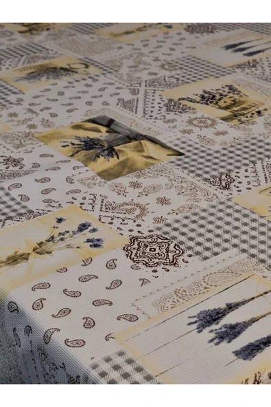 Kaydırmaz Tabanlı Pvc Muşamba - Desenli Silinebilir 120 X 150 Hazır Masa Örtüsü - Resim 6