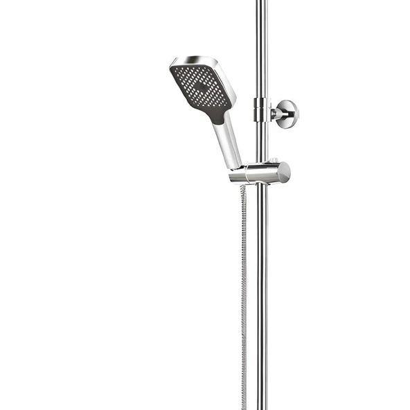 Regnum Duş Seti Tam Takım Beyaz Krom Lüks Yağmurlama Fonksiyonlu Başlıklı Sistemi Tek Fonksiyon - Resim 4