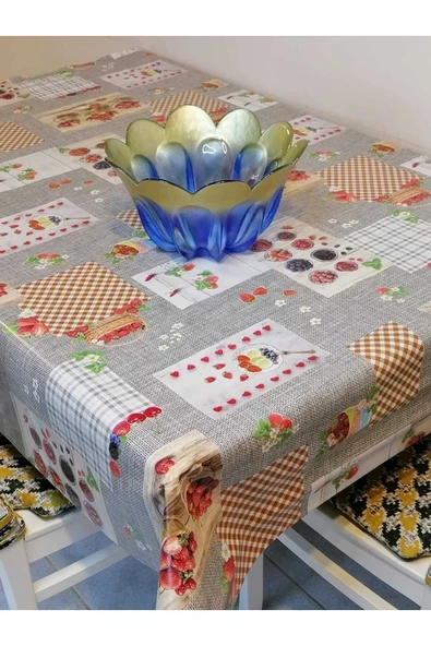 ELYAFLI PVC MUŞAMBA - DESENLİ SİLİNEBİLİR MASA ÖRTÜSÜ - Resim 2