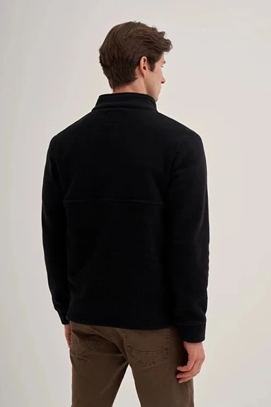 CAZ 5127 DİK YK. POLAR SWEAT HIRKA SİYAH - Resim 4