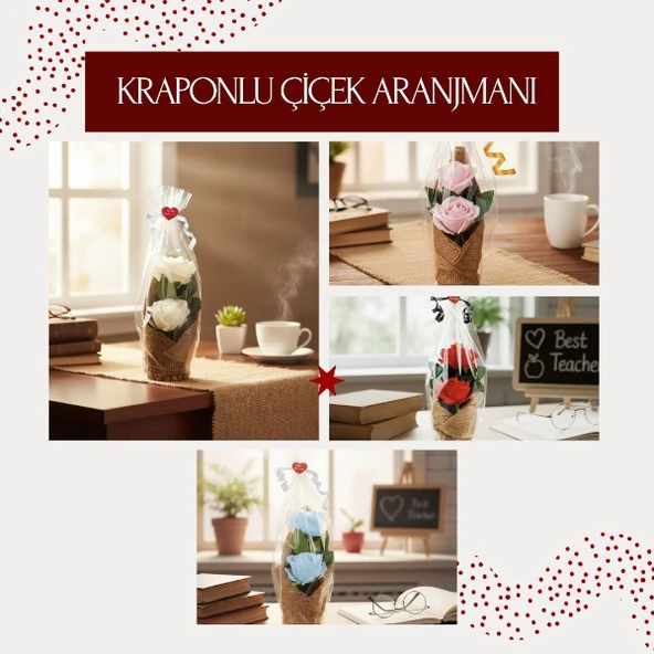 Kraponlu Çiçek Aranjmanı - Öğretmenler Günü Hediyesi ürün görseli