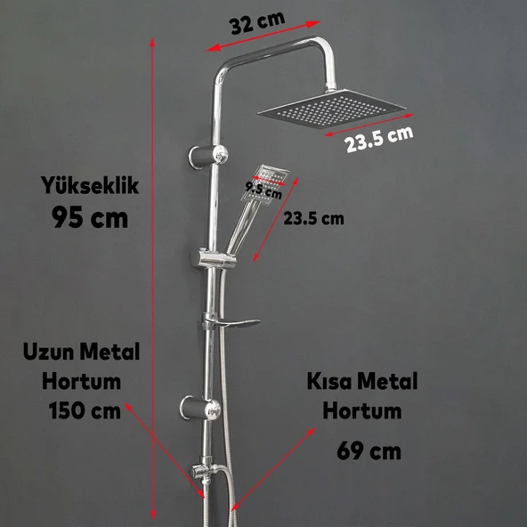Kare Robot Tepe Duş Seti Takımı Yağmurlama Kare Banyo Duş Başlığı Sistemi Başlık Sabunluklu Duşu - Resim 3