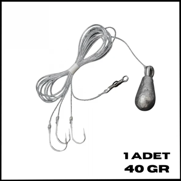 Uyguna-Yakala 40 gr-3 İğneli Kurşunlu Fırdöndülü Dip Beden Oltası Takımı-TAK.155 ürün görseli