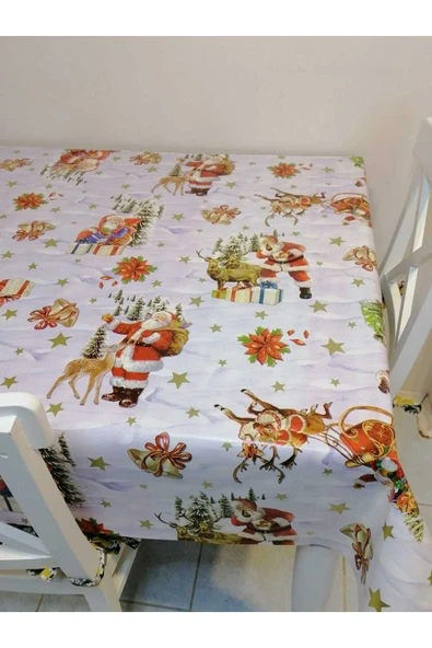 YENİ YIL DESENLİ ELYAFLI PVC MUŞAMBA - SİLİNEBİLİR MASA ÖRTÜSÜ - Resim 8