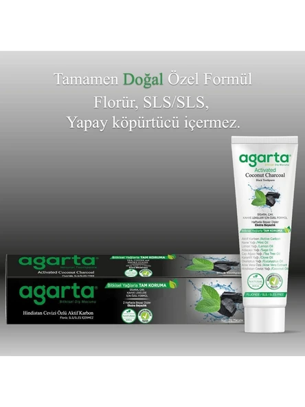Agarta  Beyazlatıcı Glütensiz Aktif Karbonlu Diş Macunu 100 Ml x 3 Adet - Resim 3