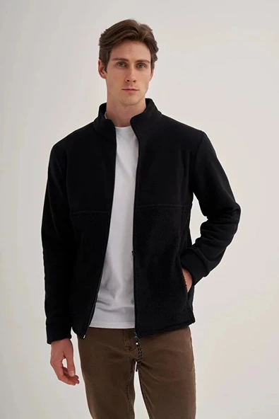 CAZ 5127 DİK YK. POLAR SWEAT HIRKA SİYAH - Resim 2