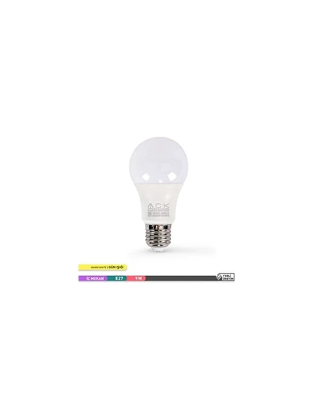 Ack Led Ampul Beyaz 9w 6500k E27 A60 880 Lumen - Resim 2