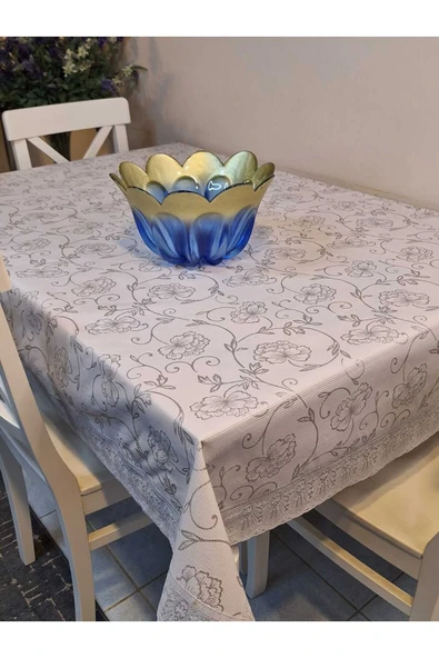 Kaydırmaz Tabanlı Pvc Muşamba - Desenli Silinebilir 120 X 150 Hazır Masa Örtüsü ürün görseli