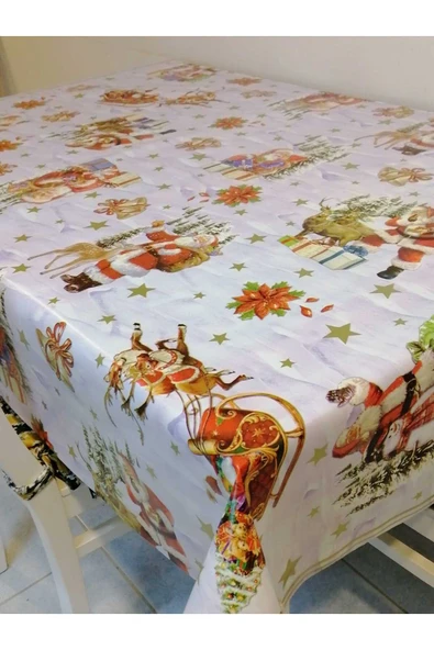 YENİ YIL DESENLİ ELYAFLI PVC MUŞAMBA - SİLİNEBİLİR MASA ÖRTÜSÜ - Resim 7