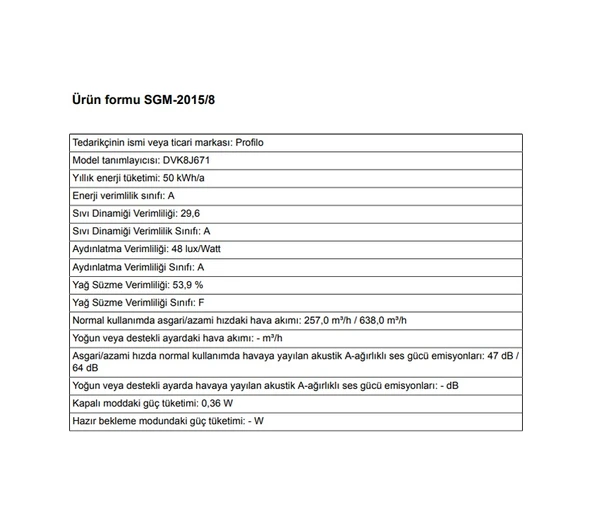 Profilo DVK8J671 Cam Yüzey Duvar Tipi Davlumbaz Gri - Resim 6