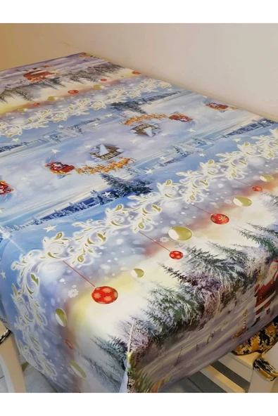 YENİ YIL DESENLİ ELYAFLI PVC MUŞAMBA - SİLİNEBİLİR MASA ÖRTÜSÜ ürün görseli