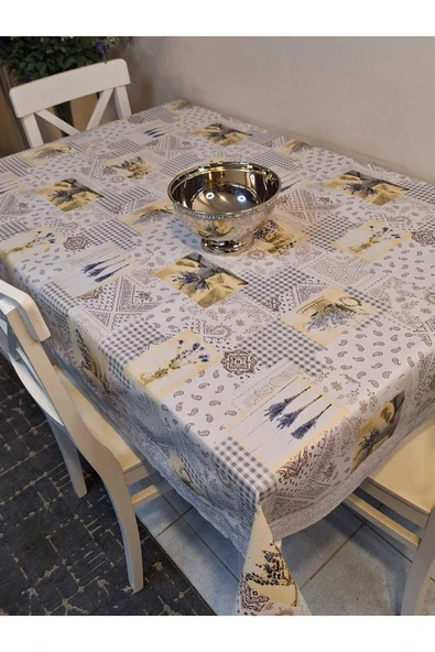 Kaydırmaz Tabanlı Pvc Muşamba - Desenli Silinebilir 120 X 150 Hazır Masa Örtüsü - Resim 3