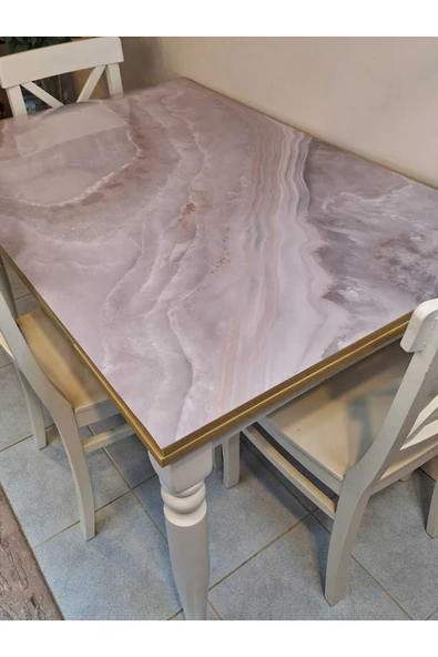 Kalın PVC Masa Koruyucu – 1.2 mm Mika Örtü, 70 cm En, Mermer Desen ürün görseli