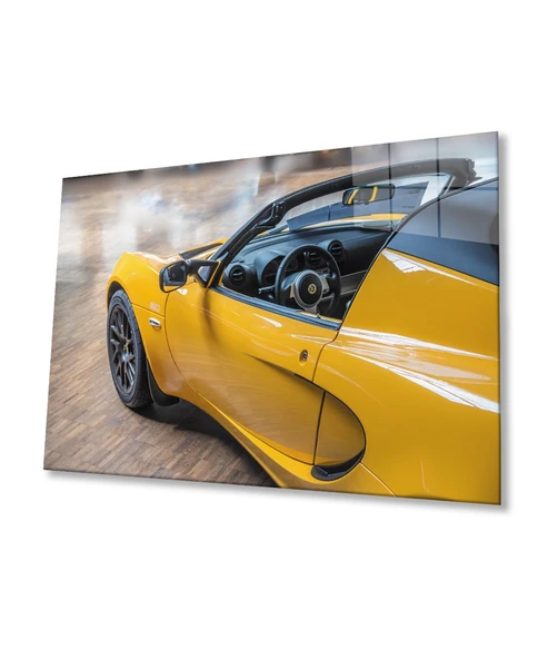 Sarı Araba Cam Tablo ürün görseli
