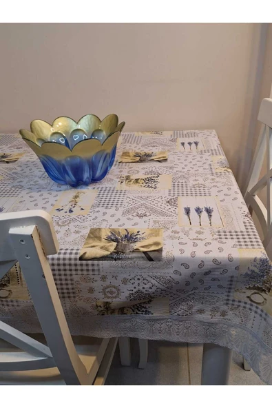 Kaydırmaz Tabanlı Pvc Muşamba - Desenli Silinebilir 120 X 150 Hazır Masa Örtüsü - Resim 4