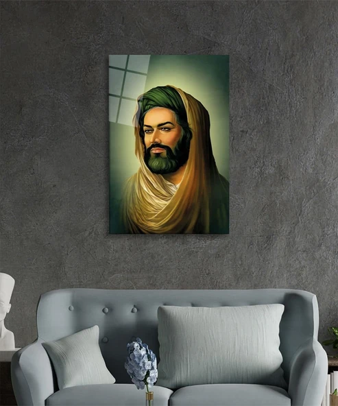 Hz. Ali Dini İslami Cam Tablo Ev ve Ofis Duvar Dekoru Hediyelik Büyük Tablo Dayanıklı Cam - Resim 7