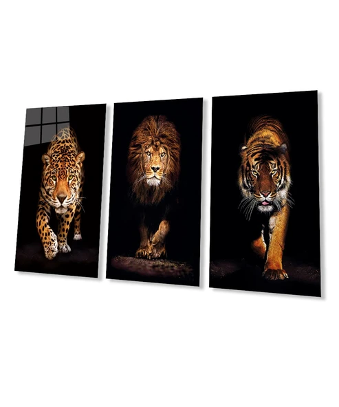 Aslan,kaplan,jaguar 3 Lü Set Cam Tablo - Resim 2