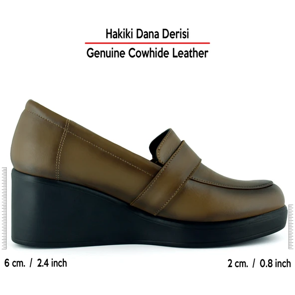 Erkan Saçmacı Madeline Ceviz Hakiki Dana Derisi Tokalı Yuvarlak Burun Dolgu Topuklu Günlük Ayakkabı - Resim 2