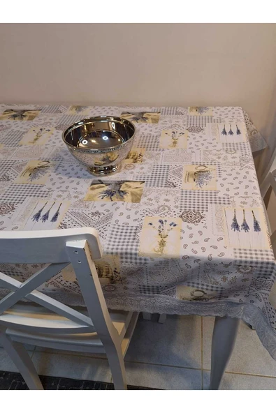 Kaydırmaz Tabanlı Pvc Muşamba - Desenli Silinebilir 120 X 150 Hazır Masa Örtüsü - Resim 4