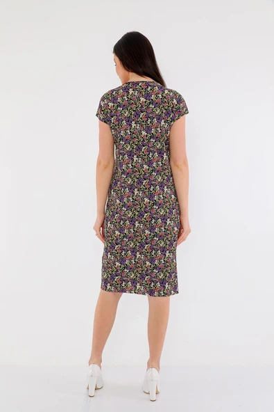 ALEXANDERGARDI Çiçek Desenli Yırtmaçlı Elbise (B21-41801) - Resim 4