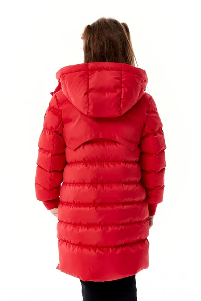 Kız Çocuk Kapüşonlu Kışlık Şişme Mont 51356 - Resim 12