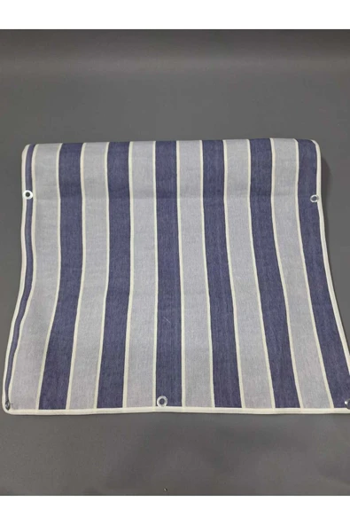 67x150cm Mavi Lacivert Çizğili  Kumaş Balkon Brandası  Kenarları Biye Dikişli ürün görseli