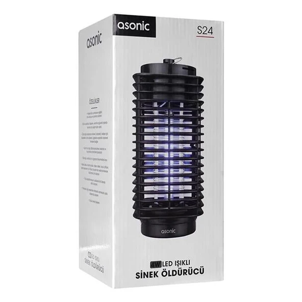 Asonic S24 4 Watt Siyah Led Işıklı Sinek Öldürücü - Resim 3