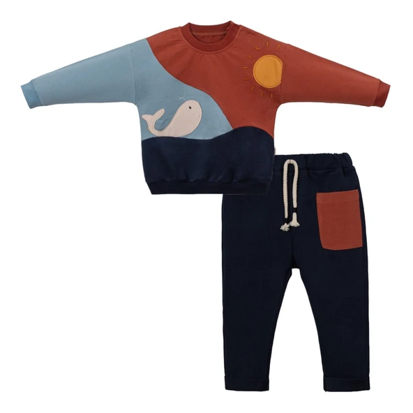 Balina Desenli Kızıl Erkek Bebek Takımı ürün görseli