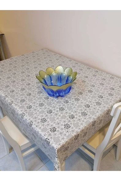 Kaydırmaz Tabanlı Pvc Muşamba - Desenli Silinebilir Masa Örtüsü - Resim 3