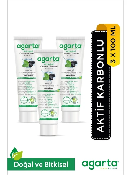 Agarta  Beyazlatıcı Glütensiz Aktif Karbonlu Diş Macunu 100 Ml x 3 Adet ürün görseli