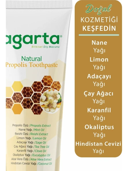 Agarta  Florürsüz Propolis Naturel Diş Macunu 100 Ml x 3 Adet - Resim 2