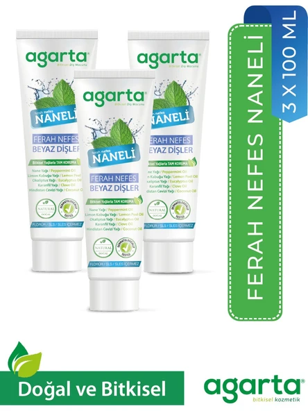Agarta Yoğun Naneli Florürsüz Ferah Nefes Diş Macunu 100 ml x  3 Adet ürün görseli